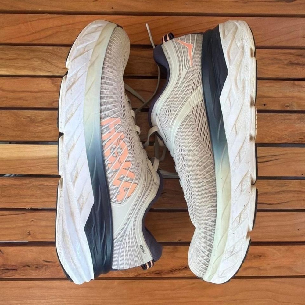Hoka One One Bondi 7 Lunar Rock Running Walking Shoes Women's 9.5 Sneakers - Picture 3 of 8